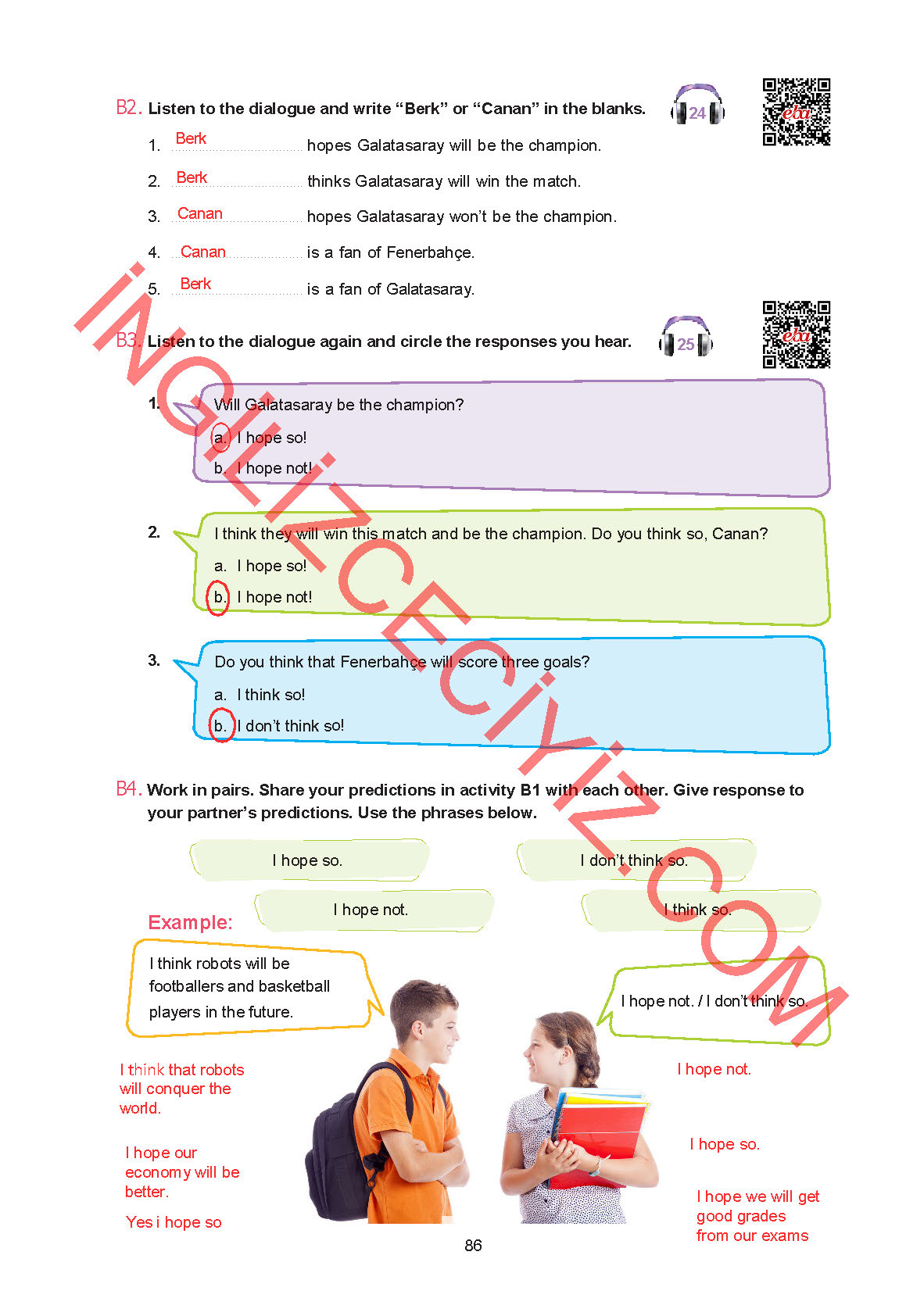 7. Sınıf Yıldırım Yayınları İngilizce Ders Kitabı Sayfa 86 Cevapları